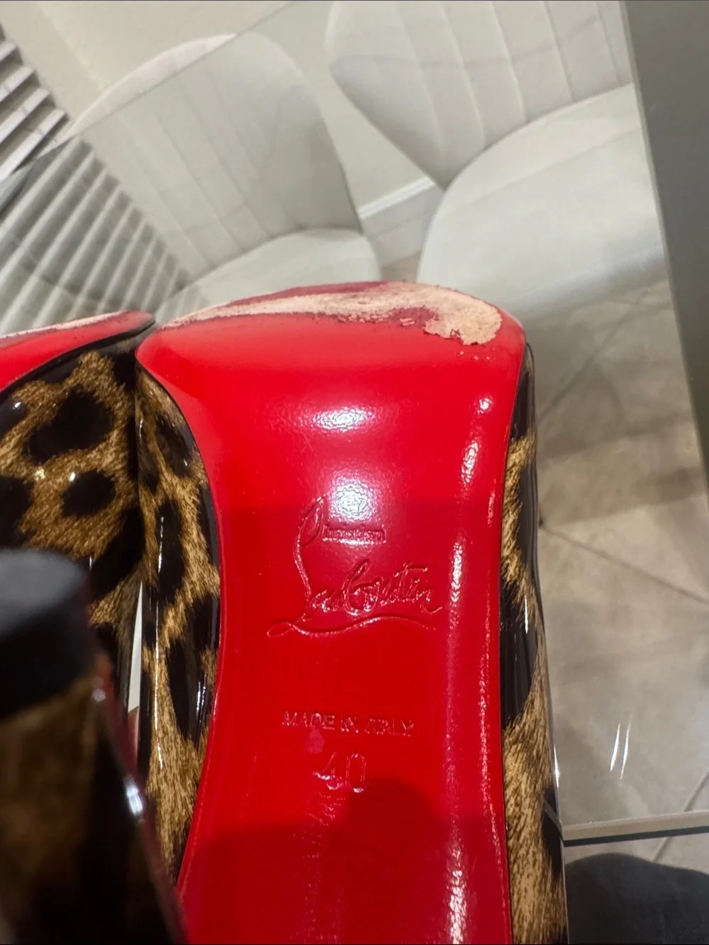 Christian Louboutin Leopard Patent Leather Pointed Toe Pumps - Brown/Black